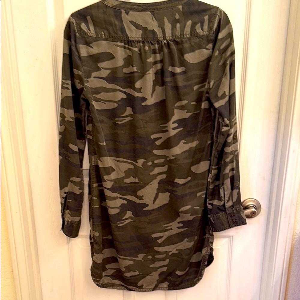 Express Camouflage Long Sleeve Shirt Dress - Picture 2 of 5